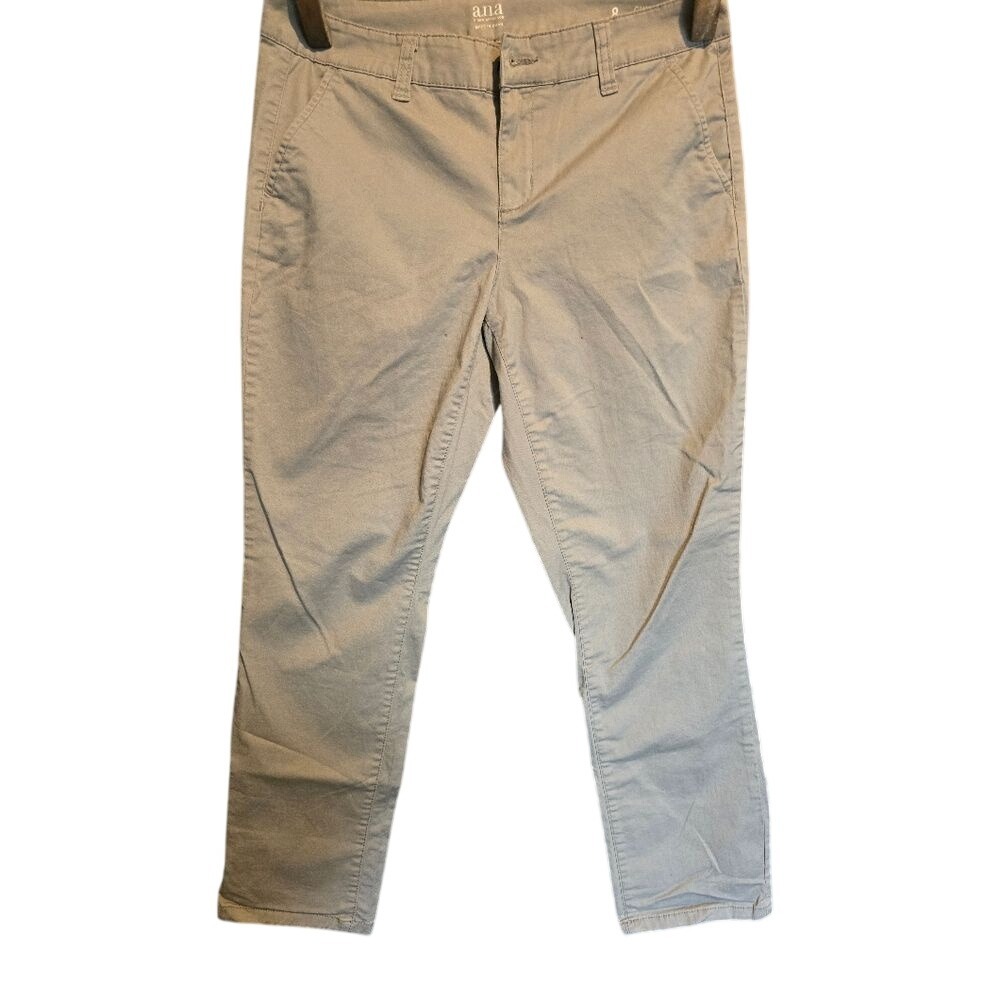 ANA A New Approach Womens Khaki Chino Crop Pants Size 8 Tan Twill Trousers